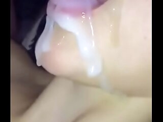 Loads of cum in all directions mouth